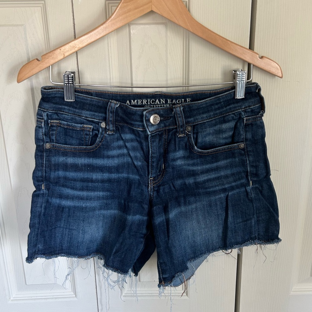 American Eagle Jean Denim Midi Shorts Dark Wash